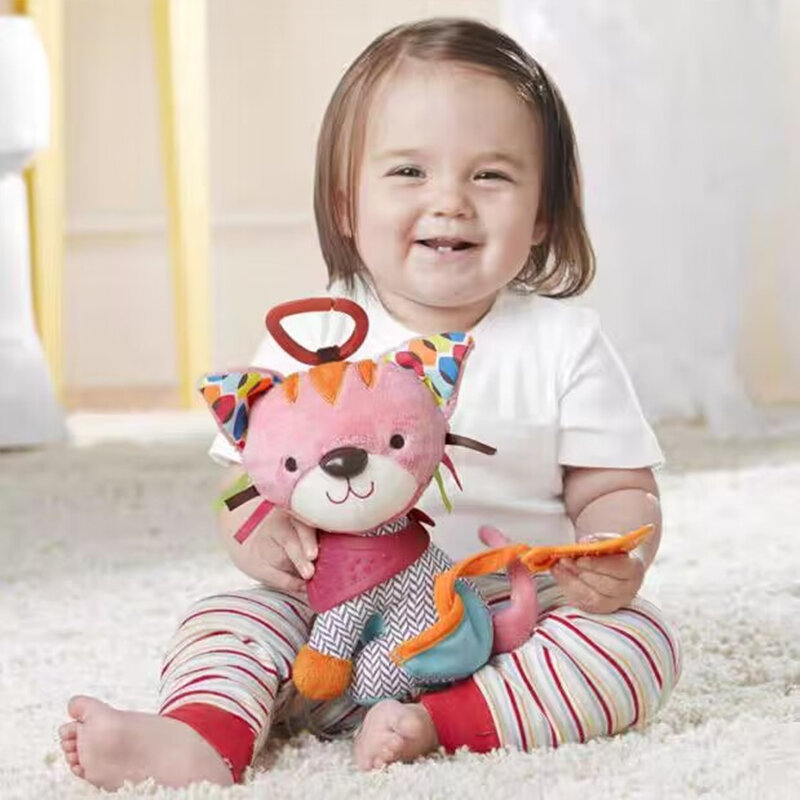 Brinquedos de pelúcia chocalho recheado para bebê, cama de animais pendurados, brinquedos infantis móveis, carrinho de 0 a 6 meses