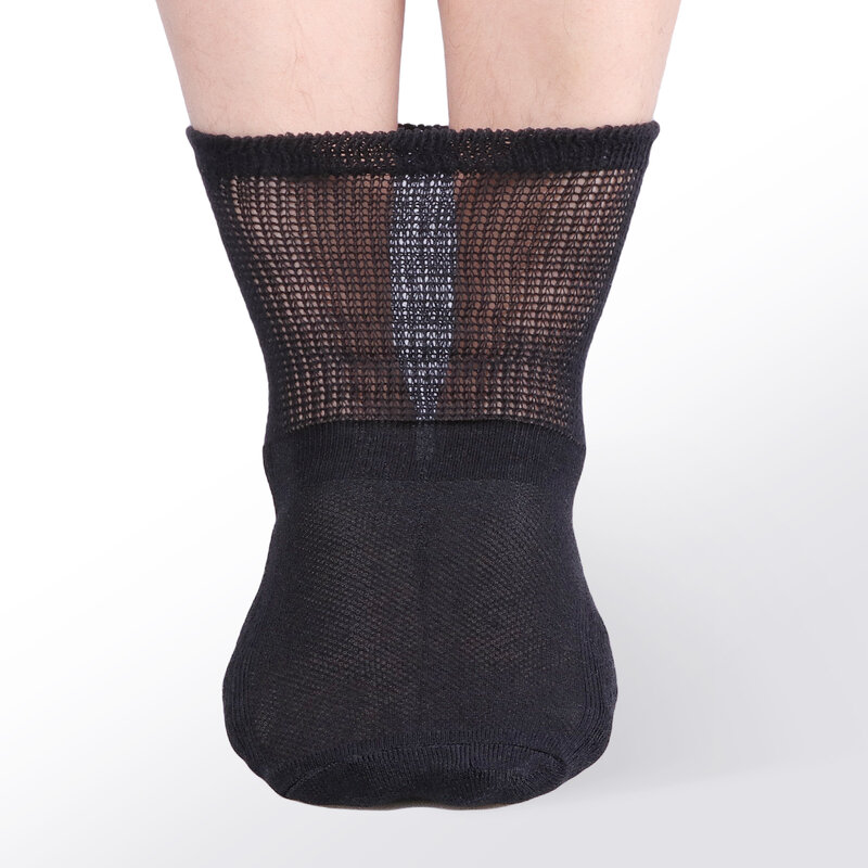 YUEDGE 5 Pairs Bamboo Diabetic Crew Socks, Non-Binding Loose Socks for Women & Men