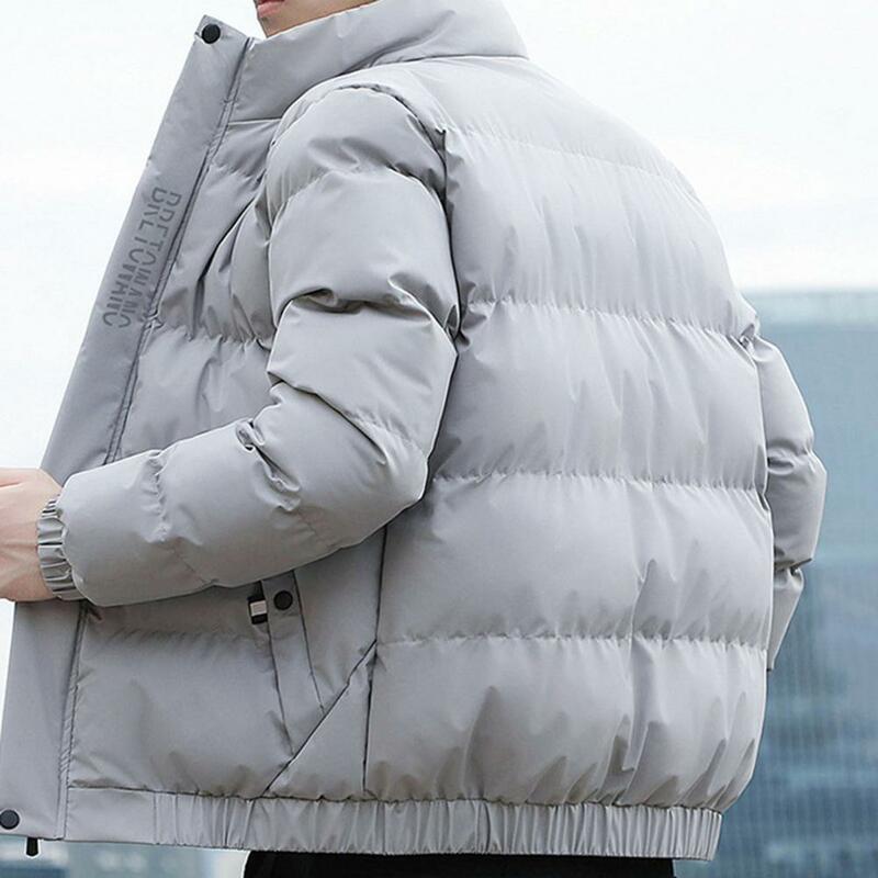 Comfortable Cotton Coat for Men Stylish Winter Men's Cotton Jacket Windproof Design Pocketed Lapel Collar Short Casual Handsome