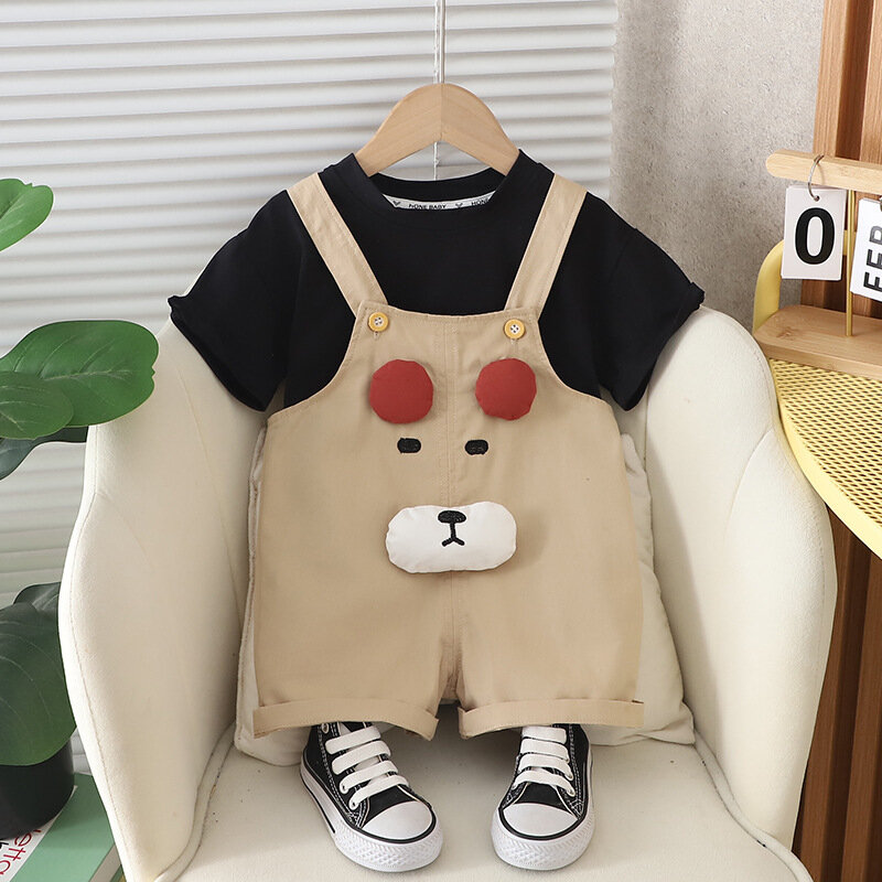 Neue Kinder koreanische Version des hübschen Jungen Sommer stereo skopische Bären gesicht mit Kurzarm Anzug Junge Sommer Kurzarm Anzug
