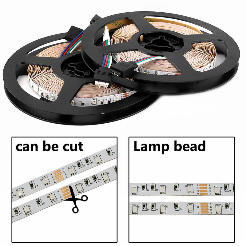 RGB LEDストリップライト,5 V USB電源,防水,バックライト付き,2835-50cm,5 m