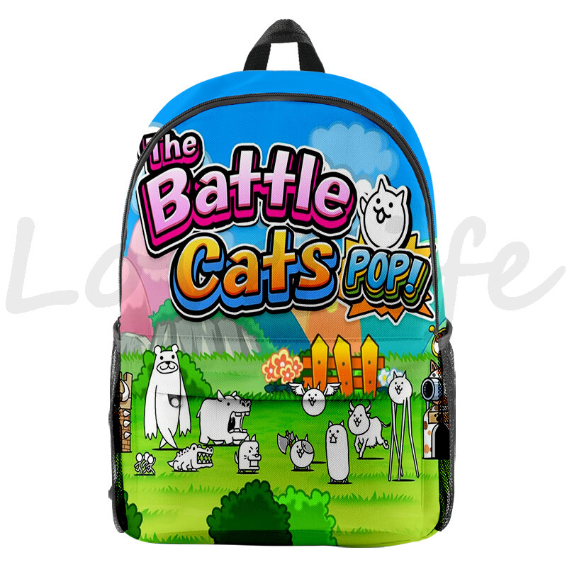 The Battle Cats 3D กระเป๋าเป้พิมพ์ลายสำหรับเด็กนักเรียนอะนิเมะ Bookbag เป้ของเด็กวัยรุ่นโรงเรียนกระเป๋ากระเป๋าเป้เดินทาง Mochila