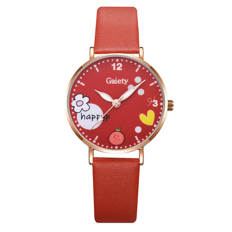Ensemble de montres à quartz pour enfants et femmes, montre-bracelet en cuir PU, rose, or, cadeau pour filles, étudiant, mode chaude