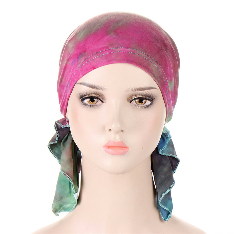 Vor gebundene Frauen Hijab elastische Innen hüte muslimische Chemo kappen gedruckt Bandana Krebs Haarausfall Mützen Femme Motorhaube Turbante Mujer