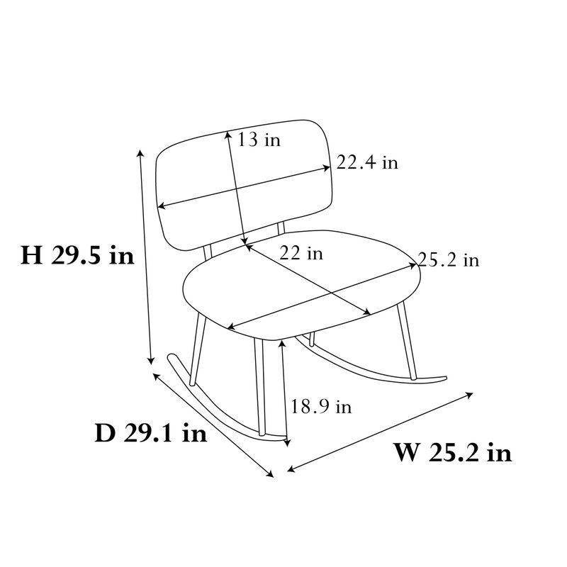 Мягкое и уютное 25,2 ''широкое плюшевое кресло-качалка из искусственного меха с металлическим рокером, мягкое кресло-планер