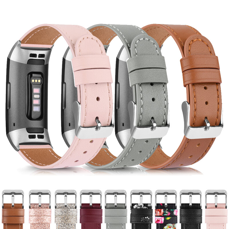 Prawdziwy skórzany pasek do Fitbit Charge 5 4 3 2 bransoletka Watchband do Fitbit Charge 2/Charge 3/Charge 4/Charge 3 SE Strap