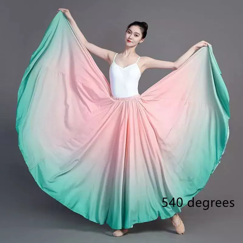 360-720 Grad Flamenco Tanz Performer Farbverlauf Röcke für Frauen Bühnen performance klassischen Tanz Übungs rock