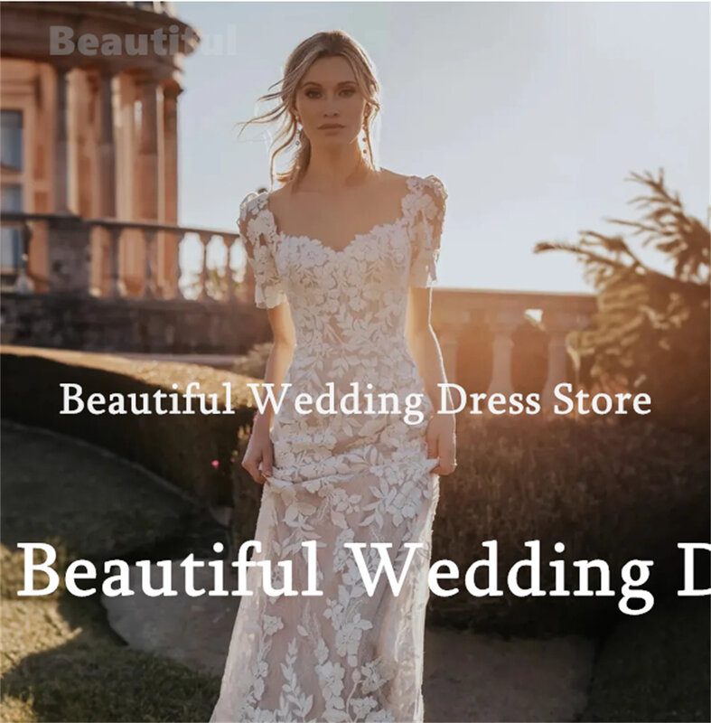Красивое роскошное свадебное платье с цветами, Цветочная аппликация, облегающее свадебное платье в пол, женское платье для выпускного вечера