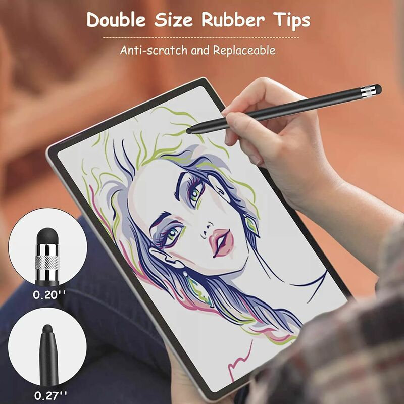 Pensil Tablet Universal, pena sentuh untuk Tablet Universal Stylus kapasitif ganda silikon kepala untuk iPad Android ponsel pintar