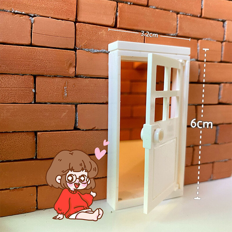 ประตูพลาสติกและหน้าต่างบ้านจำลองของเล่นตกแต่ง1/12หน้าต่าง DIY อุปกรณ์ตุ๊กตาขนาดเล็ก