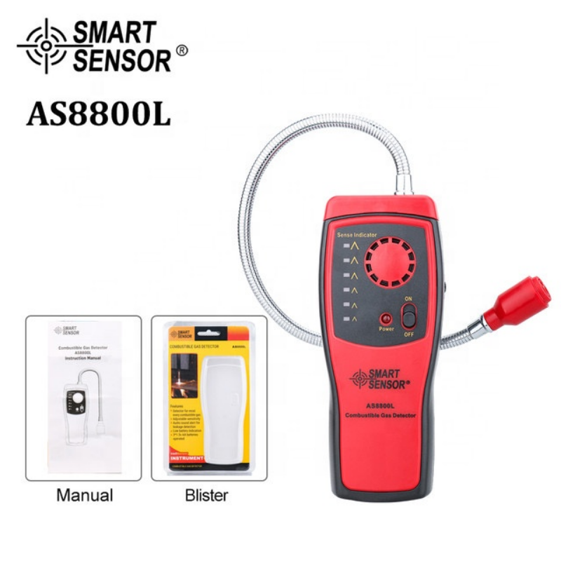 Detector de Gas Combustible portátil, detección de fugas de Gas Natural, alarma de detección de fugas de Gas AS8800L, sensibilidad ajustable
