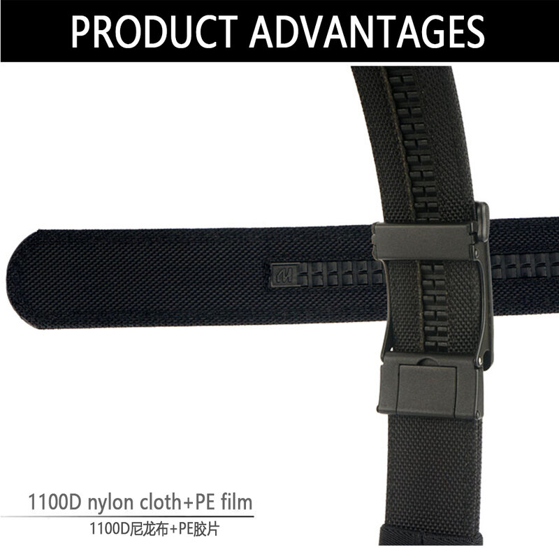 TUSHI New Hard Tactical Belt for Men Metal Automatic Buckle IPSC Gun Belt Nylon Military Belt Outdoor Casual Sports Girdle Male
