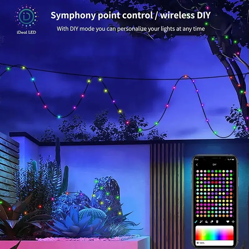 Dreamcolor-USB LEDストリングライト,スマートアプリ,おとぎ話,クリスマスライト,写真表示,diy装飾,5m, 10m, 20m