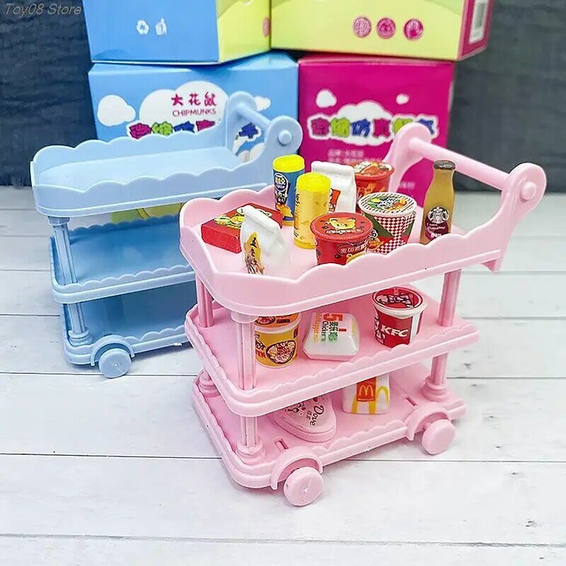 Carrito de comedor con ruedas para Decoración de casa de muñecas, juguete de 1:12, estante de almacenamiento, modelo de muebles de cocina, accesorios, 1 unidad