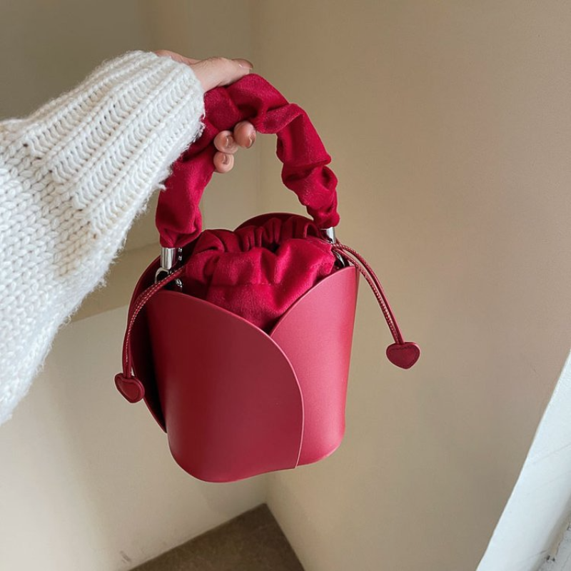 Bolsa Crossbody feminina de um ombro, elegante Bucket Petal Bag, bolsa requintada Messenger Bag de alta qualidade, bolsa de luxo versátil