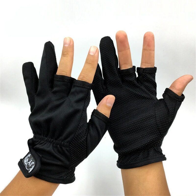 Antypoślizgowe rękawice wędkarskie antypoślizgowe oddychające wysokie elastyczne lodowy jedwab oddychające szybkie trzypalcowe rękawice wędkarskie Outdoor Sports