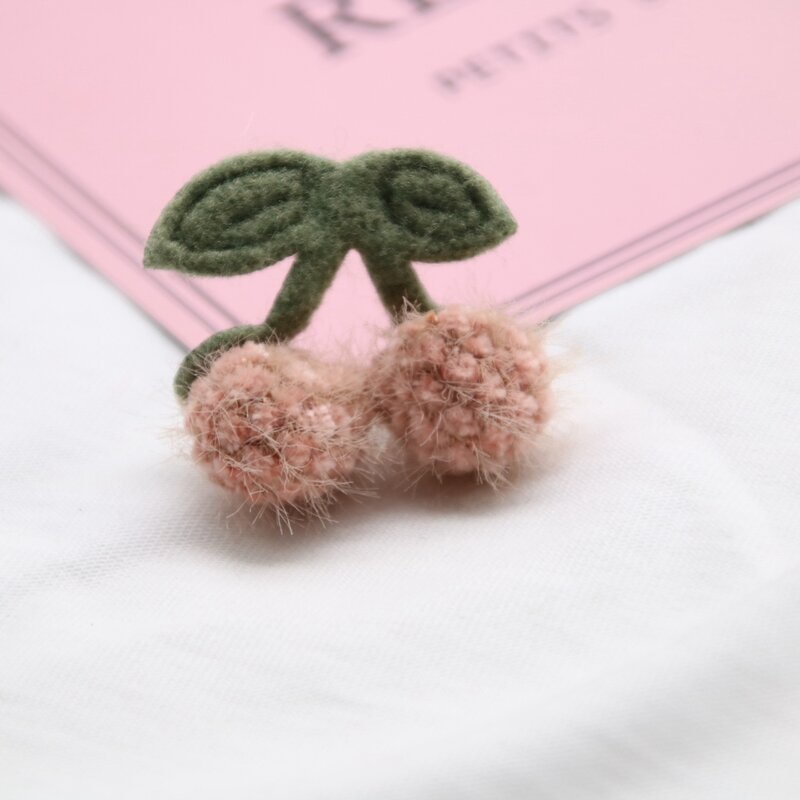 10PCS Small cute cherry combination mink ball costume bag shop material DIY children's hair accessories decoration
