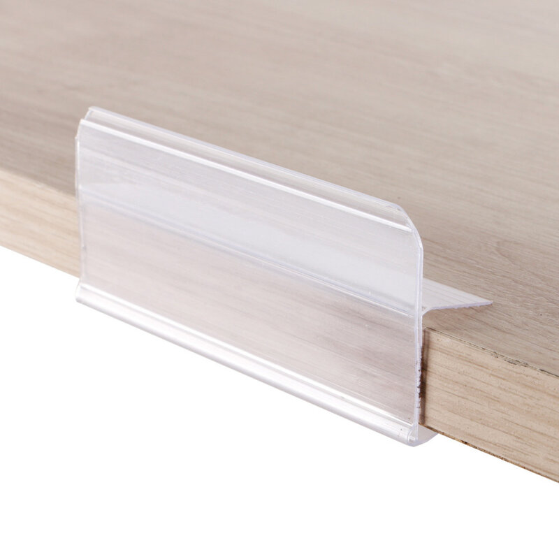 4x8mm Clear Plastic Shelf Label Holder, Shelf Sign And Ticket Holder, Clips On To Shelves With Thickness 20-25mm Gripper