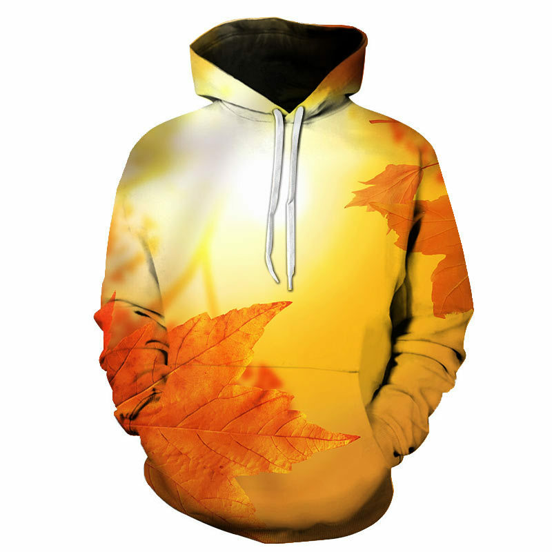 New Spring Fashion Natural Scenery Men's Hoodie 3d Printing Leisure Outdoor Trees Maple Leaf Snow Sports Shirt Lightweight