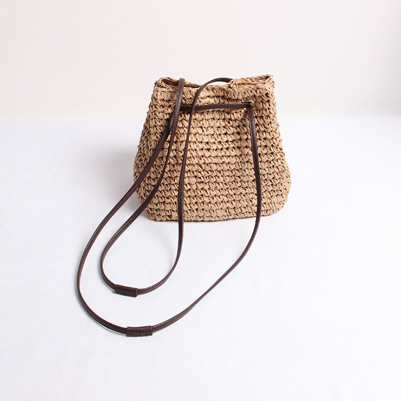 Borsa a secchiello di paglia Designer borse da donna tessute a mano borse a tracolla da spiaggia estive Casual Bali Patchwork Large Tote 2023