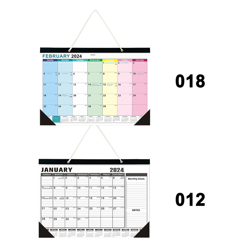 2023-2024 Year Calendar 18 Monthly Home Office Organizing Decoration with Hanging Hook Wall Calendar Thick Paper Schedule