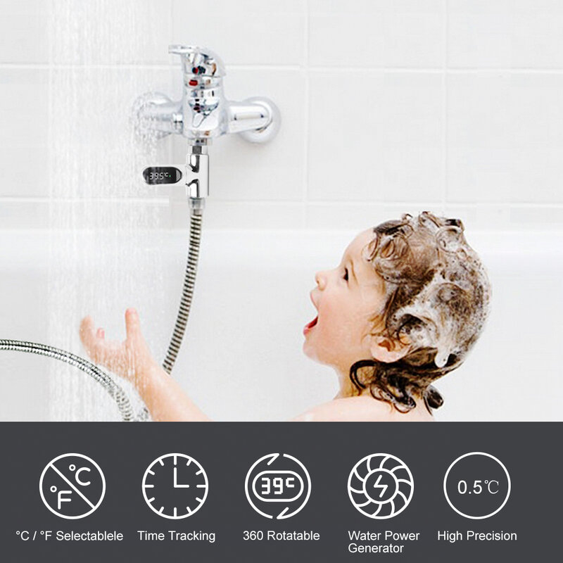 Monitor de temperatura da água da banheira quente, Home LED Display Shower Faucets, Termômetro de água, Medidor de banho, Eletricidade