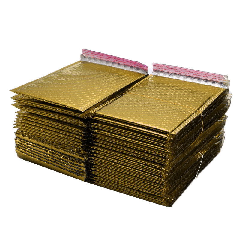 Gold Plating Paper Bubble Envelope, Mailing Bag, especificações diferentes, Mailers acolchoados, transporte, 50 pcs por lote