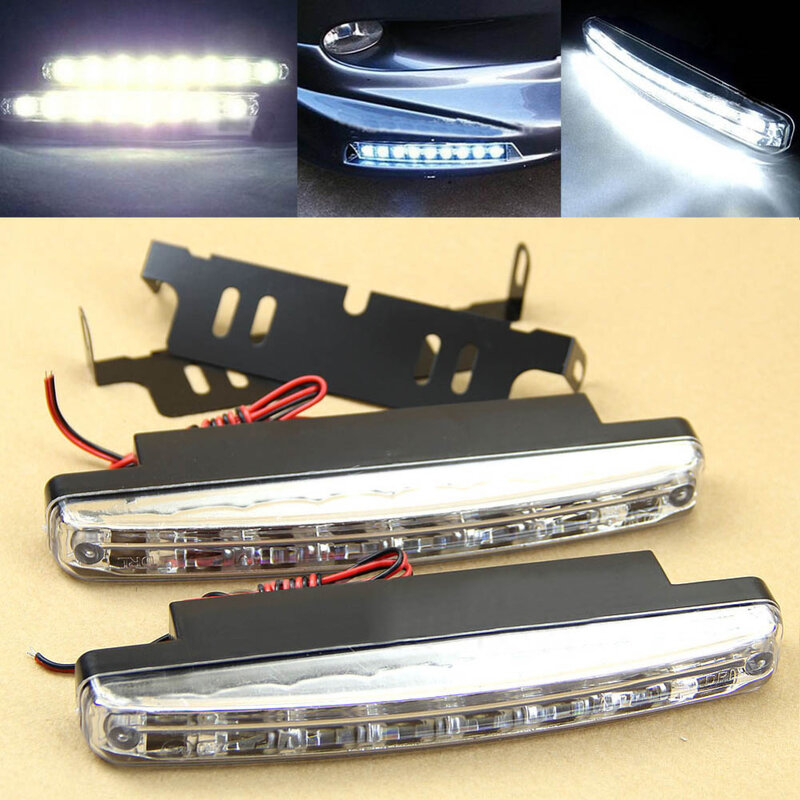 1 szt 8 LED Super jasne samochodowe światło do jazdy dziennej Drl wodoodporne światło dzienne głowica żarówki 6000k-7000k lampa biała przydatna lampa samochodowa
