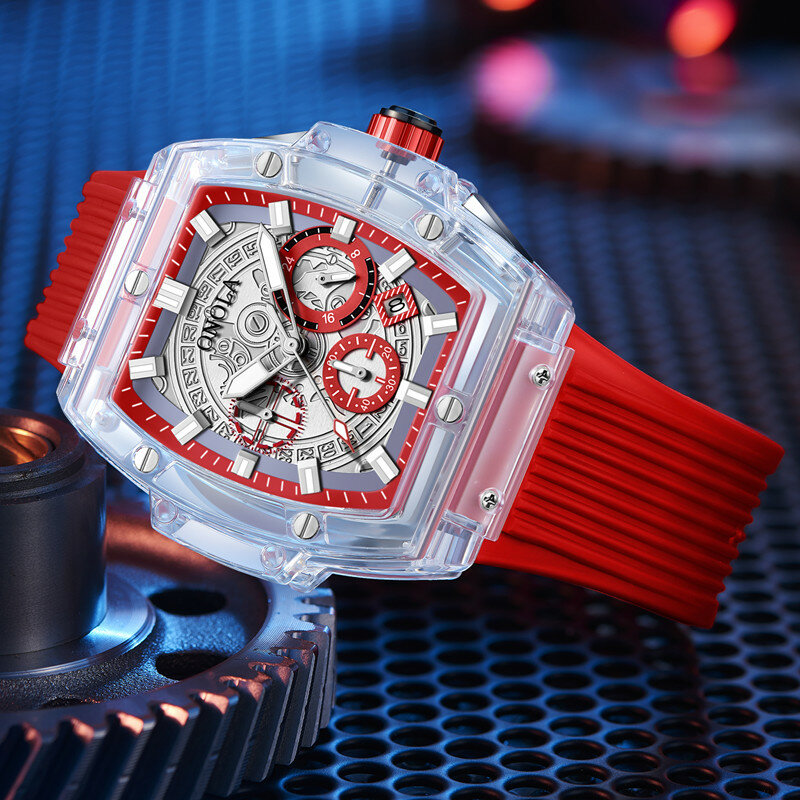 Przeźroczyste tworzywo sztuczne zegarek marki ONOLA mężczyźni kobiety zegar 2021 moda sport casual unikalne kwarcowy luksusowe plac mężczyzna zegarka