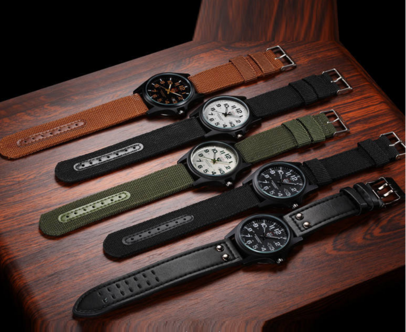 Orologio militare alla moda con cintura in nylon intrecciato orologio sportivo al quarzo con calendario da uomo