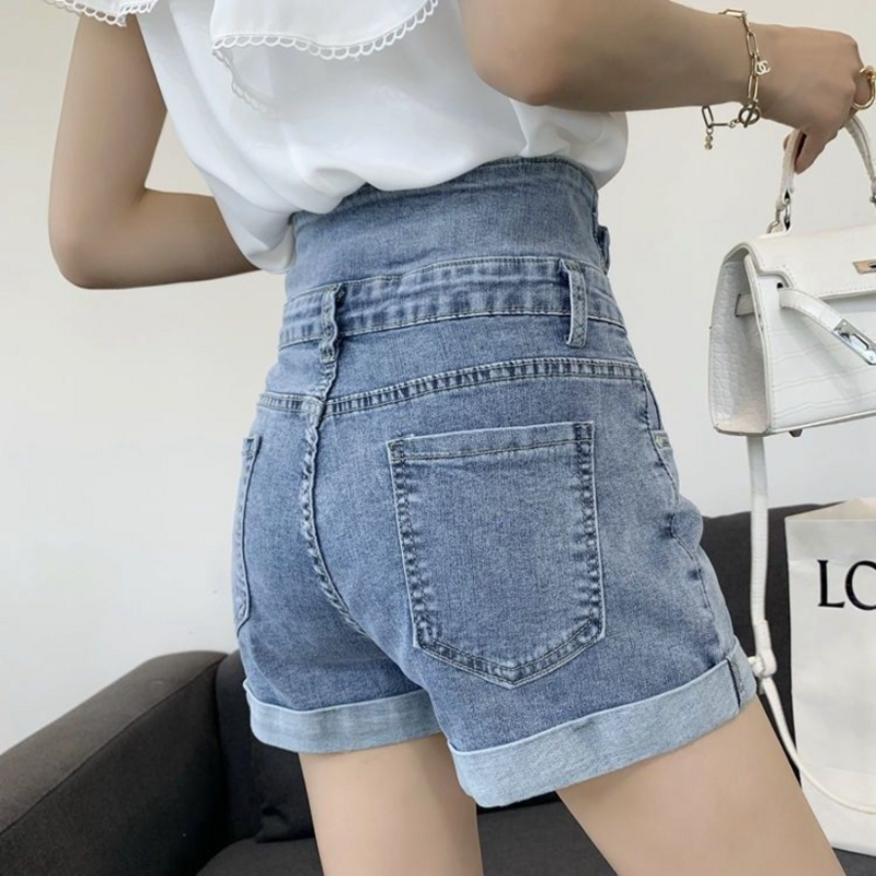 Oversized Hoge Taille Denim Shorts Voor Dames 2023 Nieuwe Zomer Dunne Koreaanse Mode Slanke Veelzijdige A-Line Hotpants