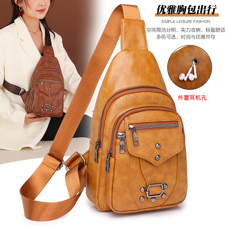 Borse per le donne Newly Wax Skin Women Chest Pack borse a tracolla femminili Crossbody Waterproof Shoulder Casual Pu Leather Messenger Pack