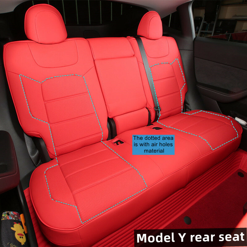 Nappa penutup kursi kulit, untuk Tesla Model 3 Y setengah Set kursi depan/belakang bantal putih aksesoris Interior mobil 2017-2023