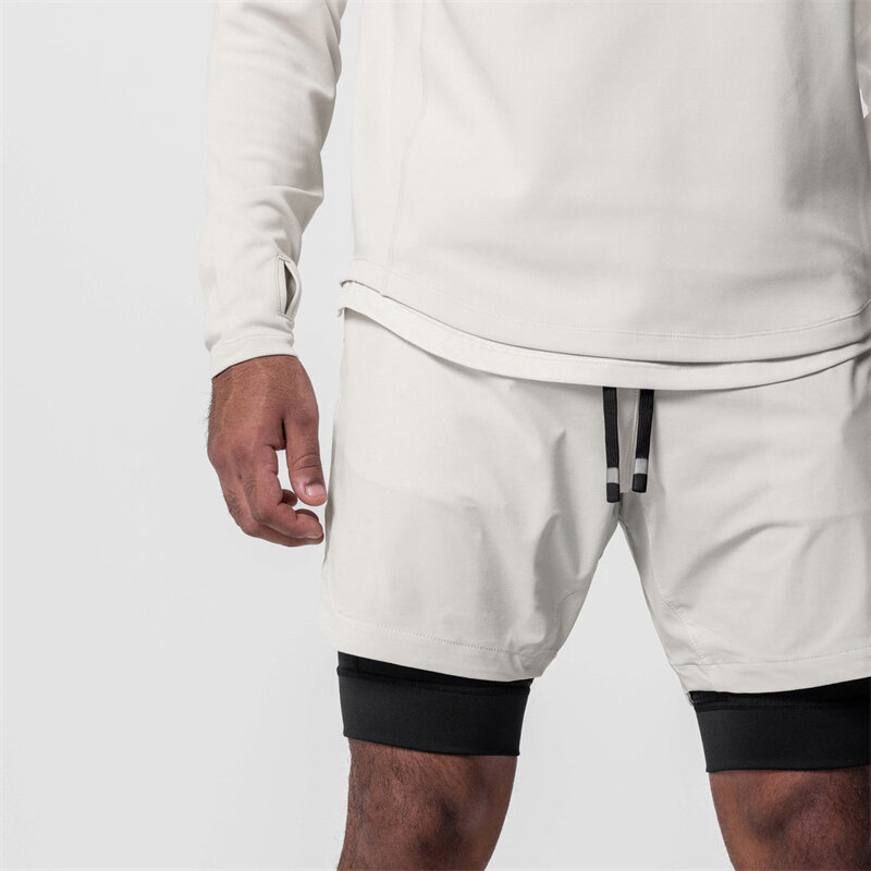 Celana olahraga pria, Gym baru multi-fungsi elastis kebugaran latihan celana kasual lima titik longgar latihan basket pakaian pria
