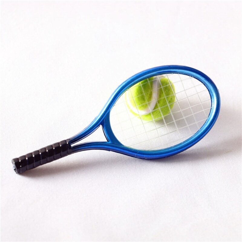 인형 집 테니스 라켓 및 공 세트 미니 시뮬레이션 스포츠 장비 야외 유아 신생아 사진 소품 키트 P31B