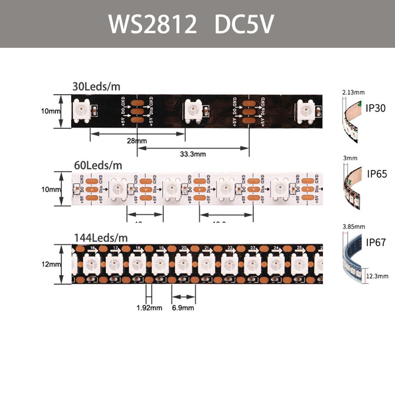 شريط ليد مزود بيو إس بي رغب WS2812 WS2812B عنونة بكسل الشريط 14 مفاتيح تحكم عن بعد للتلفزيون الخلفي تحت مصباح كابينة DC5V 1-5 متر