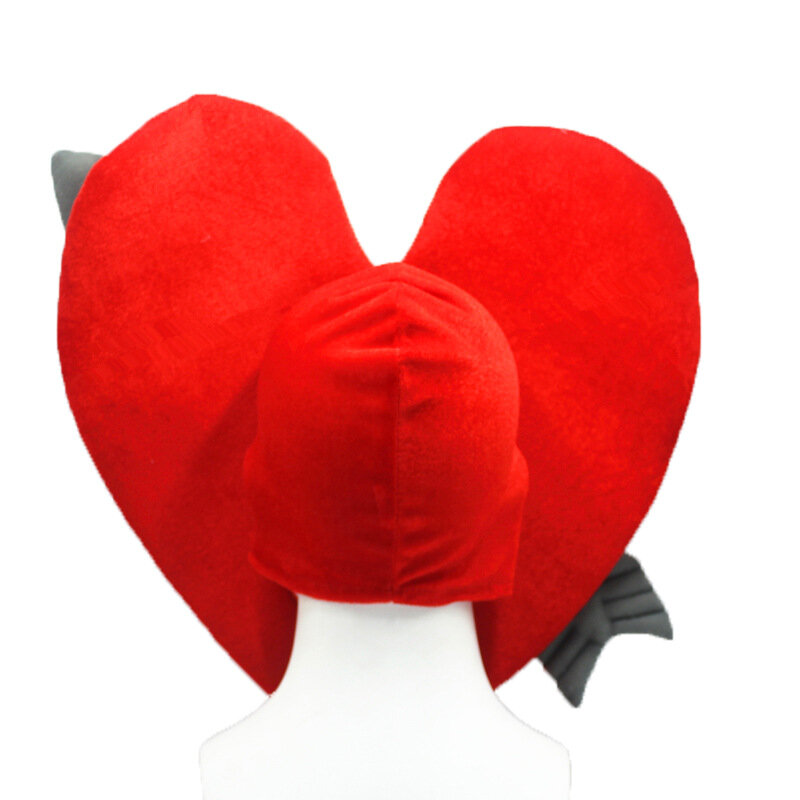 Cubierta de cabeza de felpa de melocotón de amor de dibujos animados, Flecha de Cupido peculiar, sombrero cálido, accesorios para fotos de rendimiento de fiesta