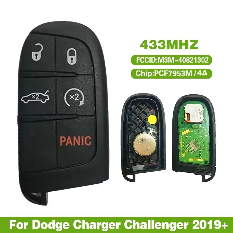 Chave inteligente original para Dodge Charger Challenger 2019 +, CN087024, chip HITAG AES 4A, 433Mhz, chave genuína do carro, M3N-40821302, 68394195AA