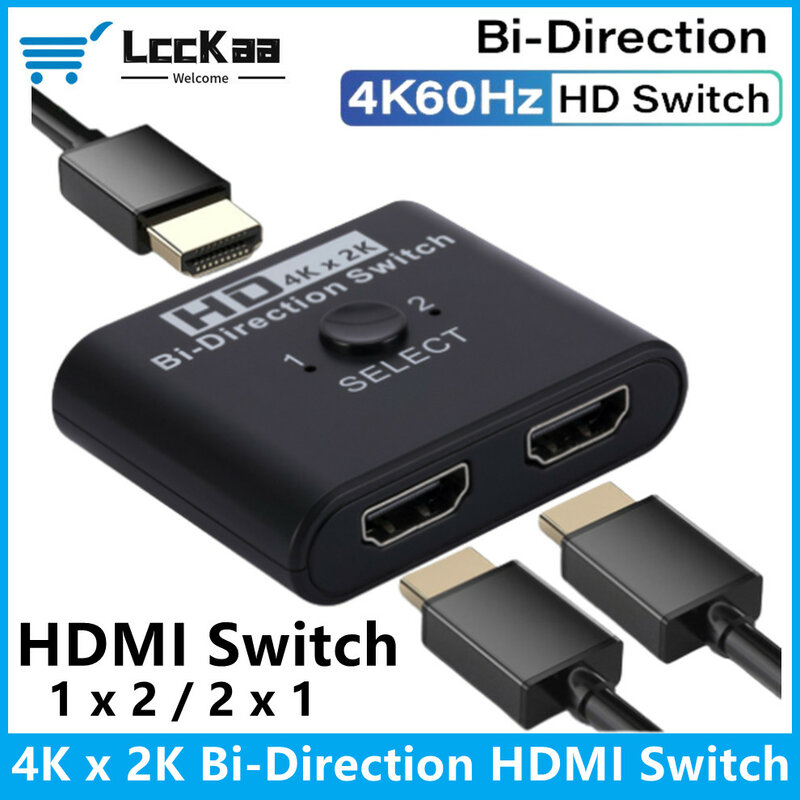 Répartiteur de commutateur compatible HDMI 4K, bidirectionnel, 1x2, 2x1, commutateur compatible HDMI, sortie 2 en 1 pour PS4, PS3, adaptateur de commutateur de boîtier TV