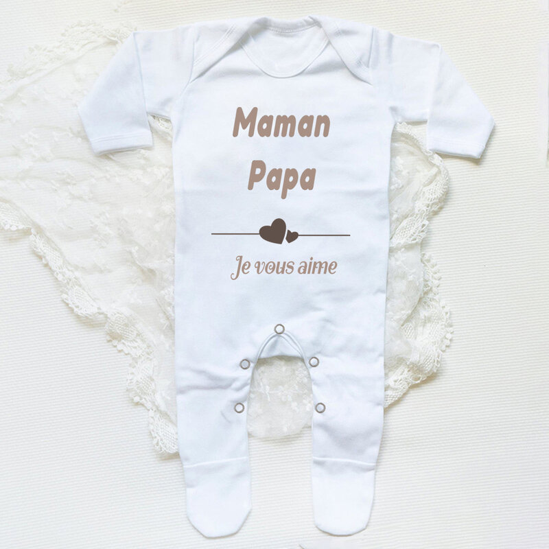 Mom Dad I Love You Letter Print Infant Sleepsuit Soft Casual Comfy Long Sleeve Newborn Romper Family Party Babys Clothing