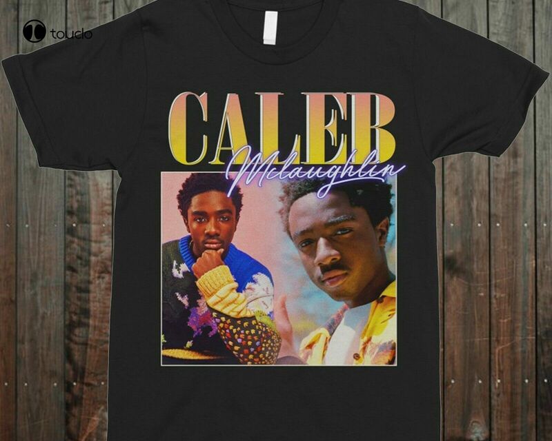 Caleb Mclaughlin 90S Crewneck Vintage T-Shirt Tee Shirt Custom aldult Teen unisex digital printing Tee shirt fashion funny new