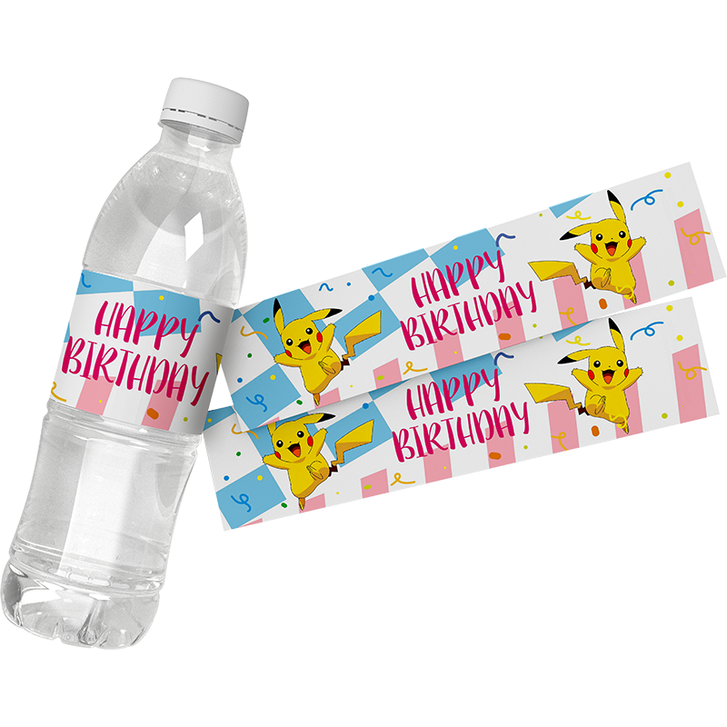 24 шт., наклейки на бутылки с водой в виде покемона