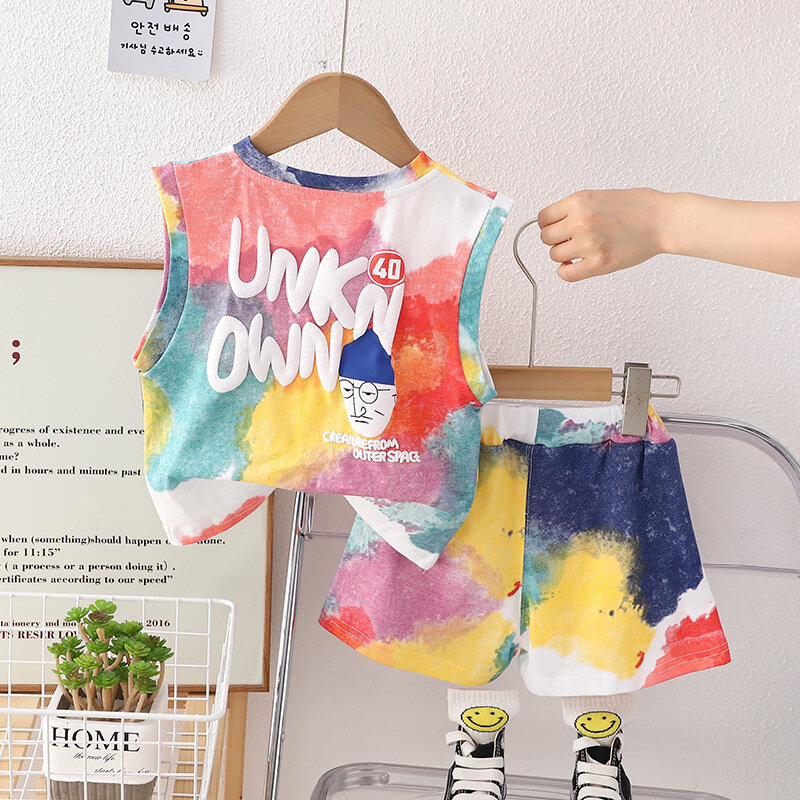 New Summer Fashion Baby Clothes Suit Children Boys Vest Shorts 2Pcs/Sets Kids Clothing Toddler Casual Costume Infant Tracksuits
