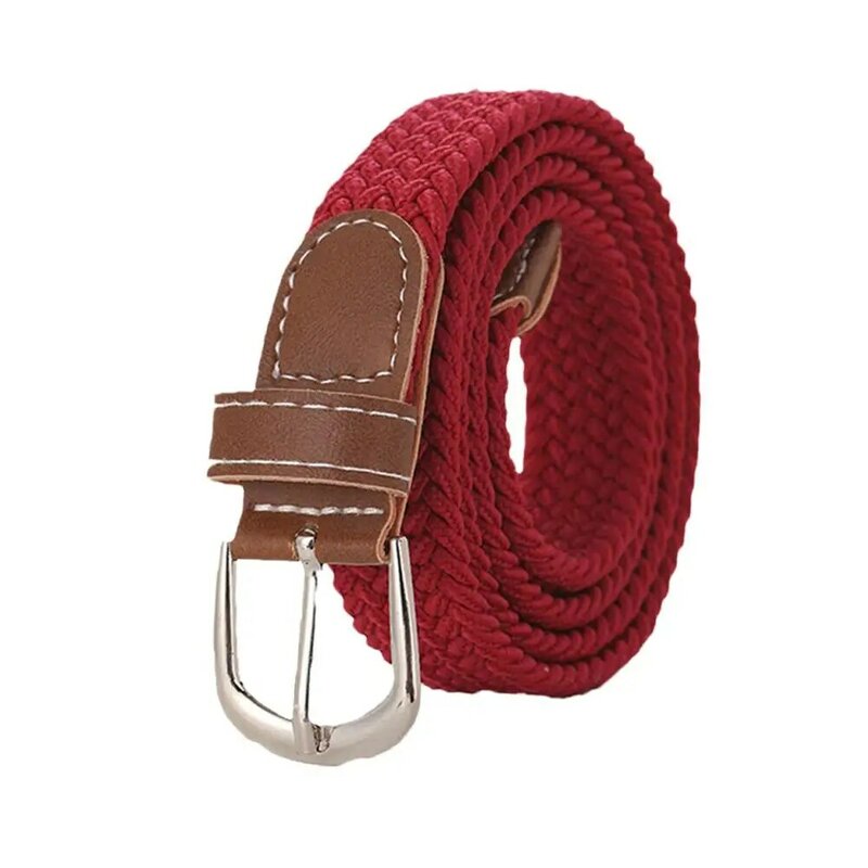 120-130cm Casual Knitted Pin Buckle Men Belt Woven Canvas Elastic Expandable Braided Stretch Belts For Women Jeans Female B A2A0