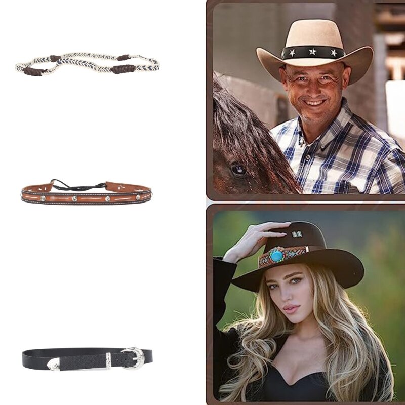 Bandes chapeau en perles pour chapeau Cowboy Fedora, accessoires bande Panamas, unisexe