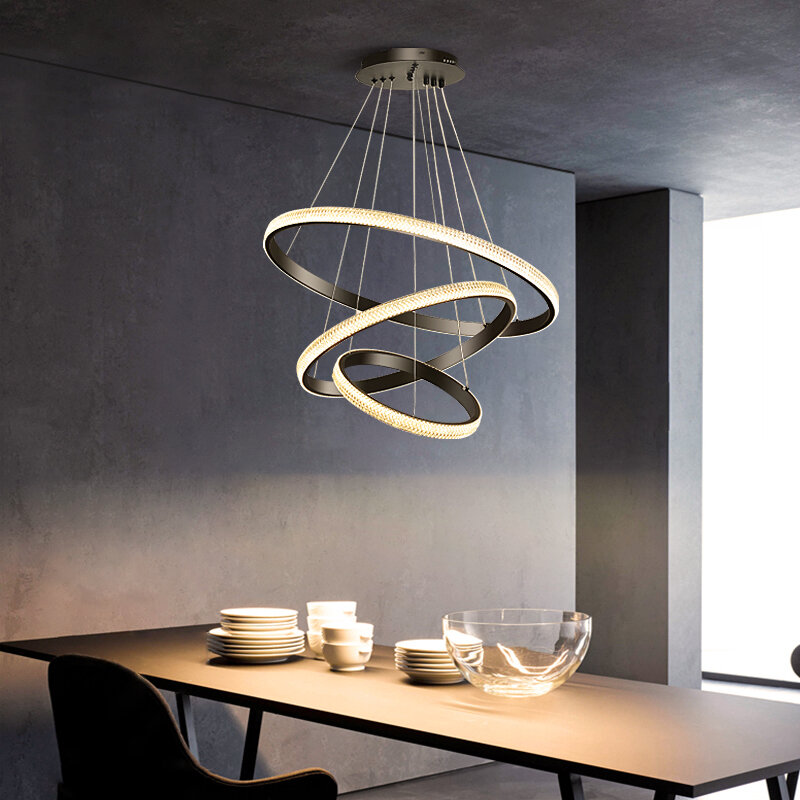 Led Living Dining Room Chandelier Atmospheric Lamp Modern Simple Light Luxury Ring Lamps Indoor Lighting Decor Lighting Fixtures