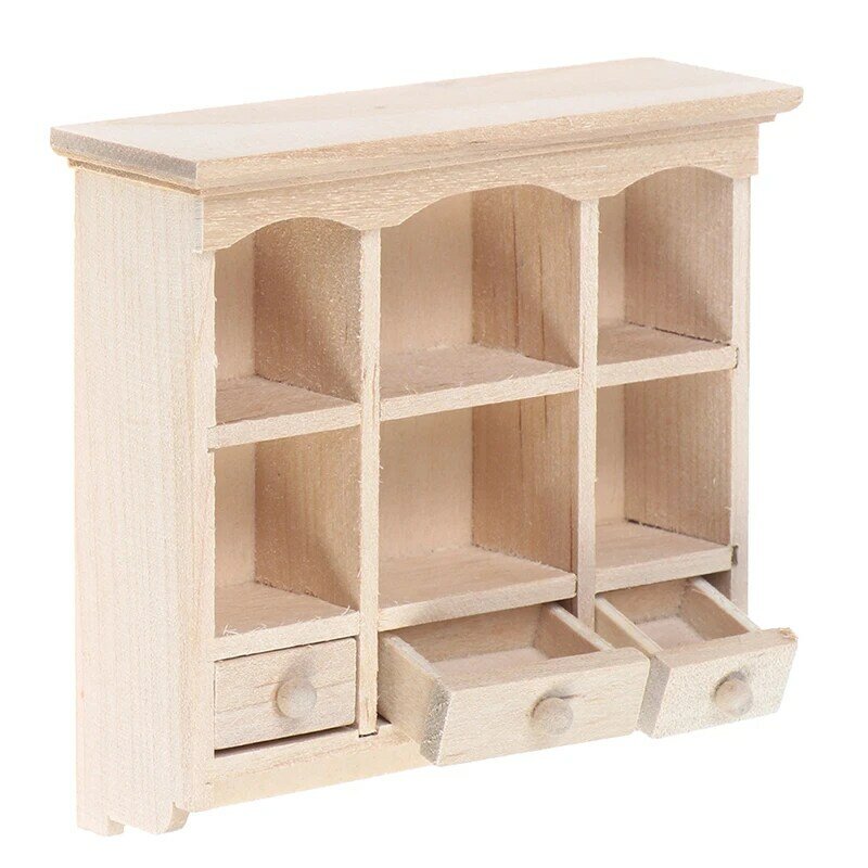 1pc 1/12 escala de madeira em miniatura armário pendurado prateleira modelo casa bonecas móveis decoração