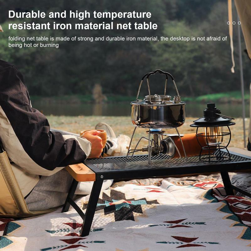Portable Table Folding Outdoor Camping Table With Mesh Desktop For Outside Traveling Lightweight Waterproof Barbecue Table