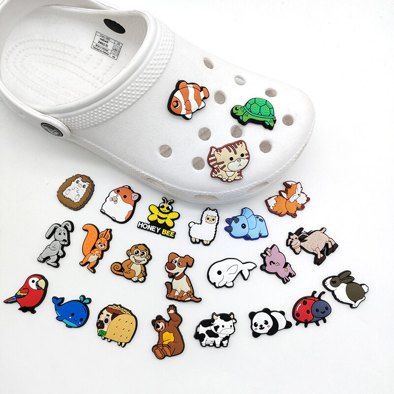 Animal PVC Shoe Encantos para Crianças, Decorações de Sapatos, Sapatos Encantos, Cão, Pato, Macaco, Cão, Tamanço, Pinos para Meninos, Sandálias Acessórios