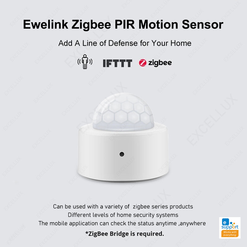 Zigbee Sensor de movimiento PIR humano EWelink, Detector infrarrojo inteligente, alarma de seguridad para el hogar, compatible con ZBBridge Z2M